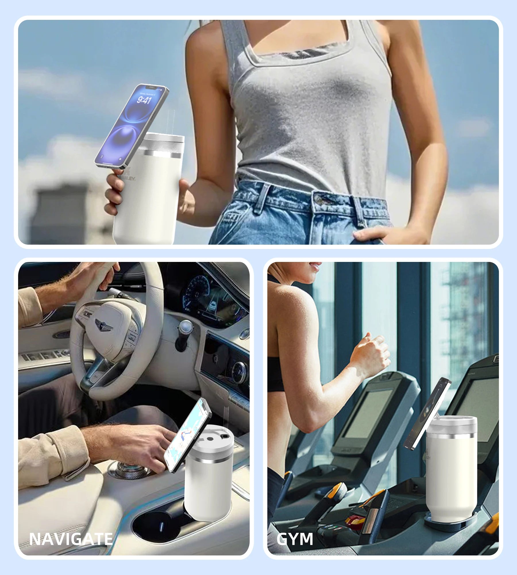 Phone Stand Stanley Cup Accessories Phone Holder Magnetic FlowState 40 OZ Tumbler Magsafe Phone Stand for Gym Office Home Car